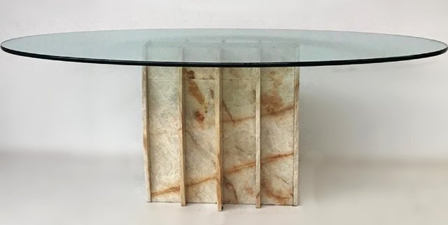 Vintage Marble And Glass Oval Dining, Dining Table Base Ideas
