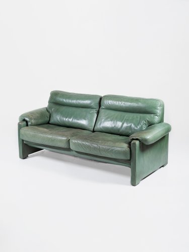 Vintage Green Leather Sofa From De Sede, Retro Leather Couch