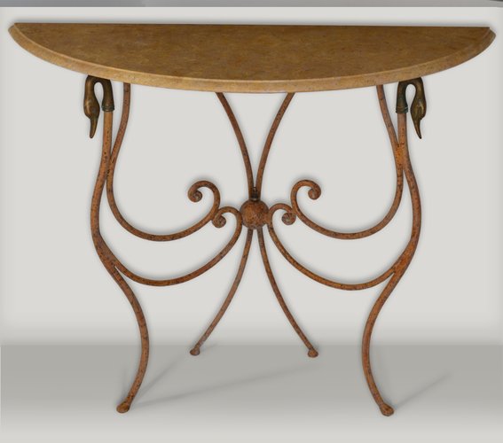 Italian Cream Marble Wrought Iron, Wrought Iron Console Table With Marble Top