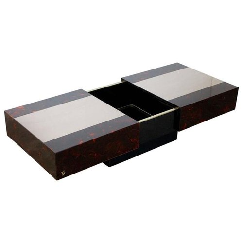 Vintage Sliding Coffee Table With Liquor Storage By Mahey Maville