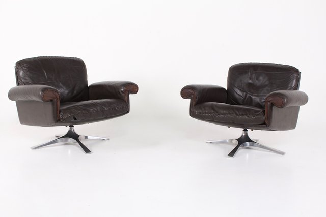 Modell Ds 31 Drehsessel Aus Leder Von De Sede 1970er 2er Set Bei Pamono Kaufen