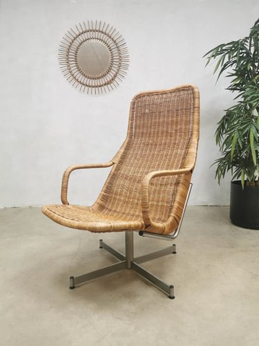 Rattan Swivel Chair By Dirk Van Sliedregt For Gebroeders Jonkers