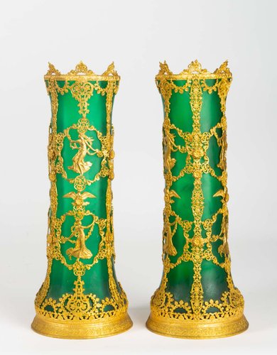 Antique Gold Glass Vases Set Of 2 For Sale At Pamono