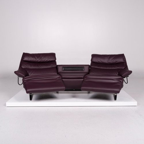 Vintage Purple Leather Sofa From Himolla For Sale At Pamono