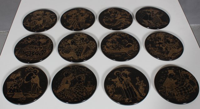 Wall Plates by Bjørn Wiinblad for Nymolle, 1960s, Set of 12 for