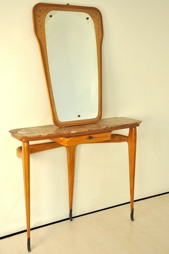 Wood Brass Console Table And Mirror By Ico Parisi 1950s For Console Table And Mirror By Ico Parisi