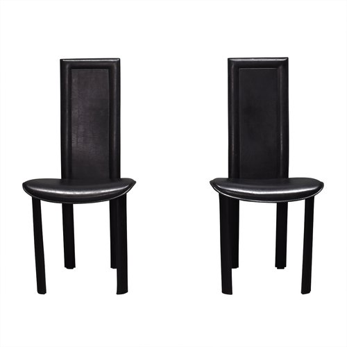 Italian Black Leather Model Elena B, Leather Kitchen Chairs