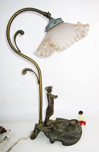 Art Nouveau Table Lamp 1920s For, Bronze Stained Glass Table Lamps Taiwan