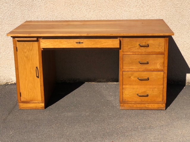 Vintage Oak Desk 1950s For At Pamono, Vintage Wooden Desk With Drawers