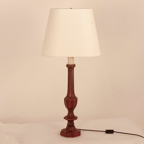 Mid Century French Garnet Leather Table Lamp By Pierre Lottier 1950s For Sale At Pamono