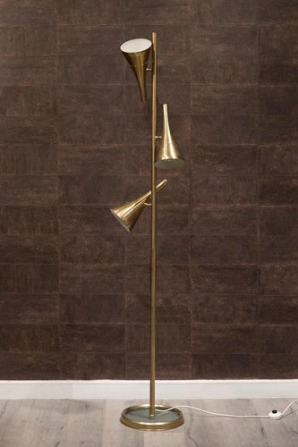 Vintage Italian Brass Floor Lamp With 3 Cone Shade 1960 For At Pamono Vintage Italian Brass Floor Lamp With 3, 3 Shade Floor Lamp