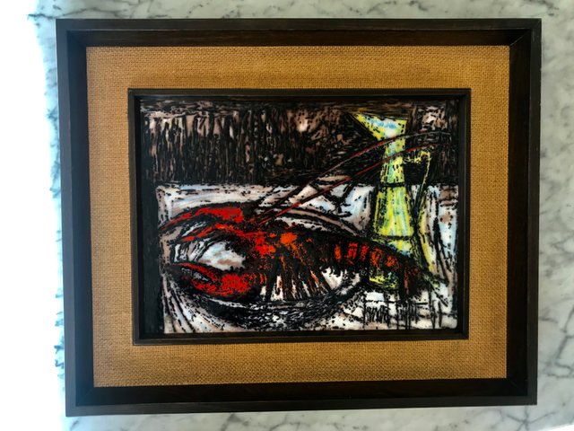 Glass Painting by Bernard Buffet, 1950s Glass Painting by Bernard Buffet, 1950s