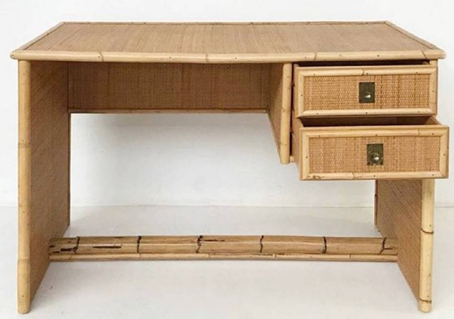 Italienischer Schreibtisch aus Bambus & Rattan von del Vera, 1970er bei