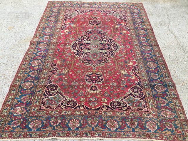 Antique Middle Eastern Kashan Handmade, Re Dyed Persian Rugs