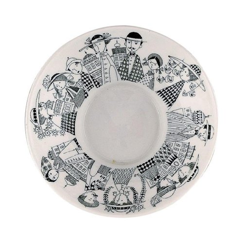 Finnische Schale aus Porzellan mit handbemaltem Stadtmotiv von Arabia