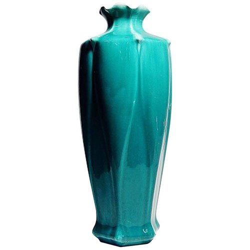 Goldene Art Nouveau Craquelé Vase aus Steingut von Rörstrand, 20