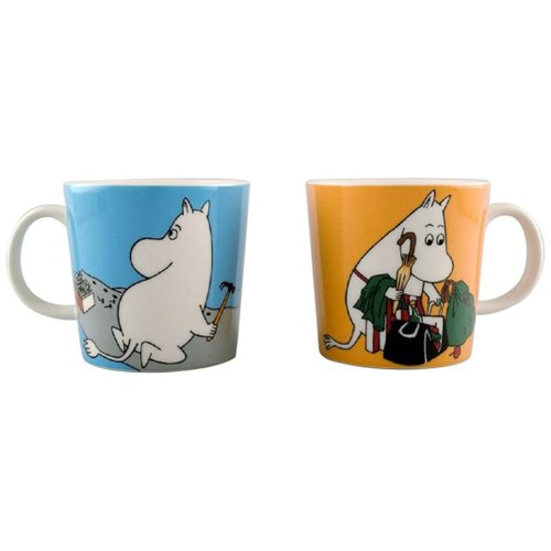 Cups in Porcelain with Motifs from Moomin from Arabia, Finland, Set of 2