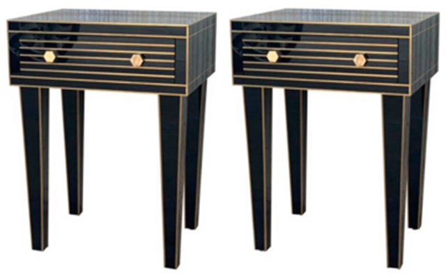 Black Crystal And Brass Nightstands By Zenza Set Of 2 For Sale At Pamono