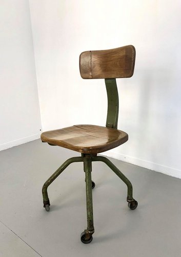 Chaise De Bureau Vintage Industrielle En Fer Et Bois Par Trau Torino 1950s En Vente Sur Pamono