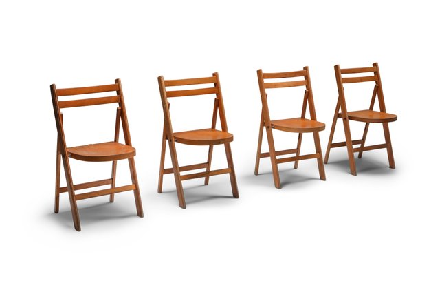 Mid Century Stacking Wooden Folding, Vintage Wood Folding Chairs