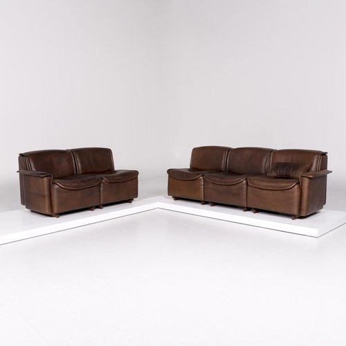 Ds 12 Brown Leather Sofa Set From De Sede Set Of 2 For Sale At Pamono