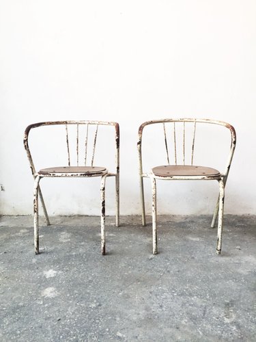 Vintage Industrial Tubular Metal Dining Chairs Set Of 2 For Sale At Pamono