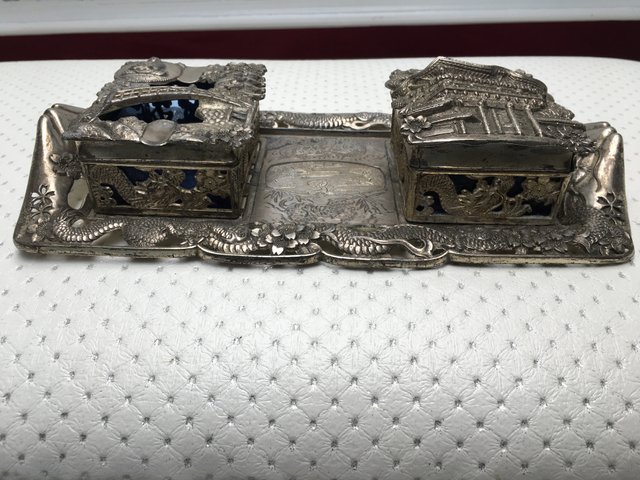 antique japanese silver cigarette case Japanese Silver Plated Cigarette Set, 1950s, Set of 3 for sale at Pamono