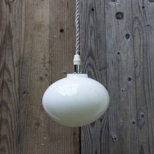 Weiße Hängelampe aus Opalglas bei Pamono kaufen