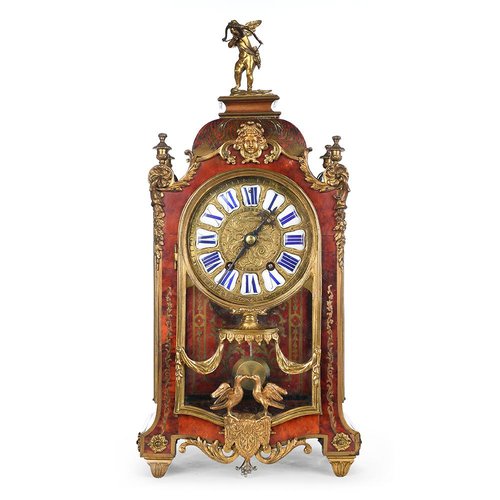 Antique Mechanical Clock in Inlaid Wood for sale at Pamono