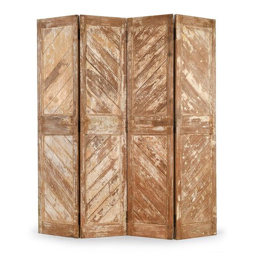 4-Wing Wooden Screen with Patina-Finish, 1940s for sale at Pamono 4-Wing Wooden Screen with Patina-Finish, 1940s for sale at Pamono