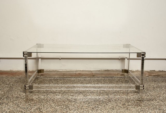 Lucite Brass And Glass Coffee Table, Lucite Coffee Table Au