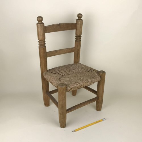 Chair In Wood And Straw England 1900s, Childrens Wooden Chair With Arms