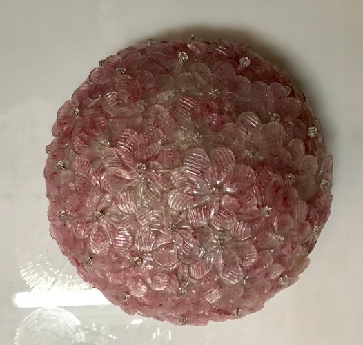 Pink Murano Glass Flower Flush Mount Ceiling Lamp By Seguso 1960s For Sale At Pamono