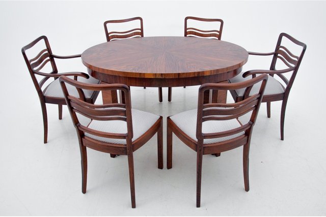Art Deco Dining Table Chairs Set 1940s Set Of 7 Bei Pamono Kaufen