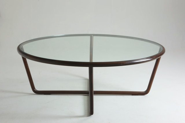 Brazilian Round Coffee Table, Large Round Black Glass Coffee Table