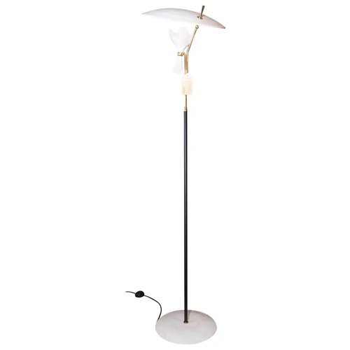 Lampada da terra vintage con base bianca e base in marmo ...