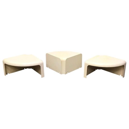 Round Off White Plastic Side Tables By Bonetto For Bernini 1970s