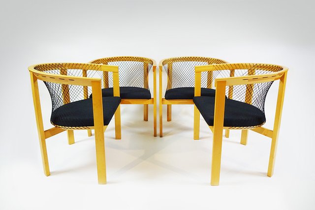 Danish String Dining Chairs By Niels Jorgen Haugesen For Tranekaer Furniture 1980s Set Of 4 For Sale At Pamono Choose a modern string chair that would dominate the interior design, accentuating the space arrangement and color palette.