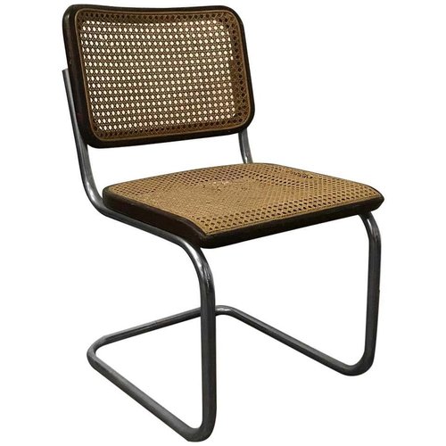 Modell S32 Esszimmerstuhl aus Korbgeflecht in Schwarz von Marcel Breuer