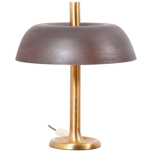 Brass Table Lamp With Brown Shade From, Antique Brass Table Lamps Uk