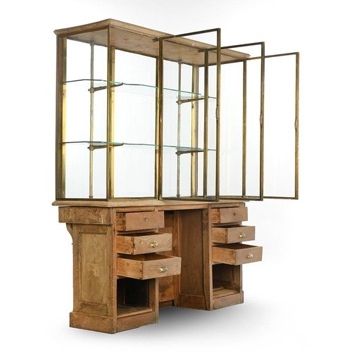 Armoire Chocolat en Bois Verni et Laiton en vente sur Pamono