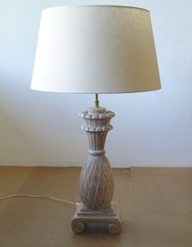 Vintage Wooden Pineapple Table Lamp, Silver Pineapple Table Lamp Base