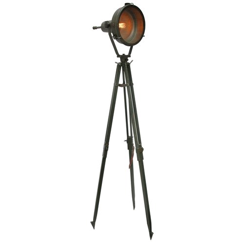 Vintage Industrial Tripod Wood Green Metal And Glass Spot Floor Lamp For At Pamono Vintage Industrial Tripod Wood Green, Tripod Spot Lamp