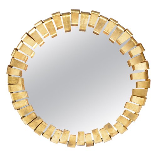 Mid Century Italian Round Golden Metal, How To Add Metal Frame Mirror