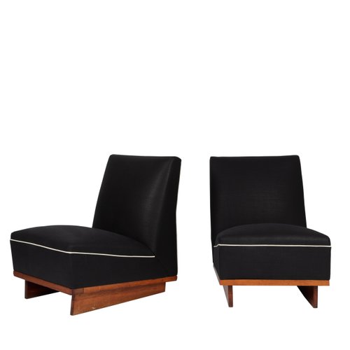 Vintage Oak And Linen Lounge Chairs 1940s Set Of 2 Bei Pamono Kaufen