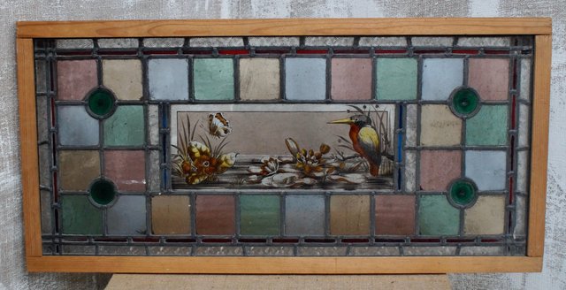Antique Victorian Leaded Stained Glass Overhead Window Panel For At Pamono Antique Victorian Leaded Stained Glass, Victorian Stained Glass Window Panels