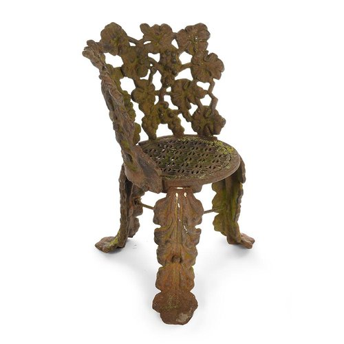 Cast Iron Chair with Floral Decoration, 1940s for sale at Pamono