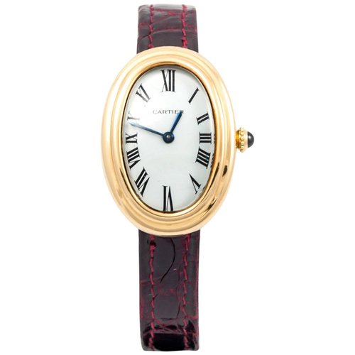 cartier leather wrist watch