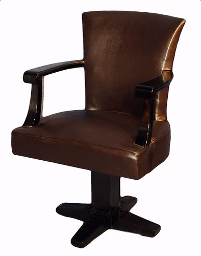 Art Deco Black Lacquered Wood And, Wood Leather Desk Chair