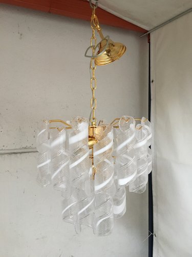 Italian Mid Century Modern Murano Glass Chandelier with Geometric Design, 1960s Italian Mid Century Modern Murano Glass Chandelier with Geometric Design, 1960s
